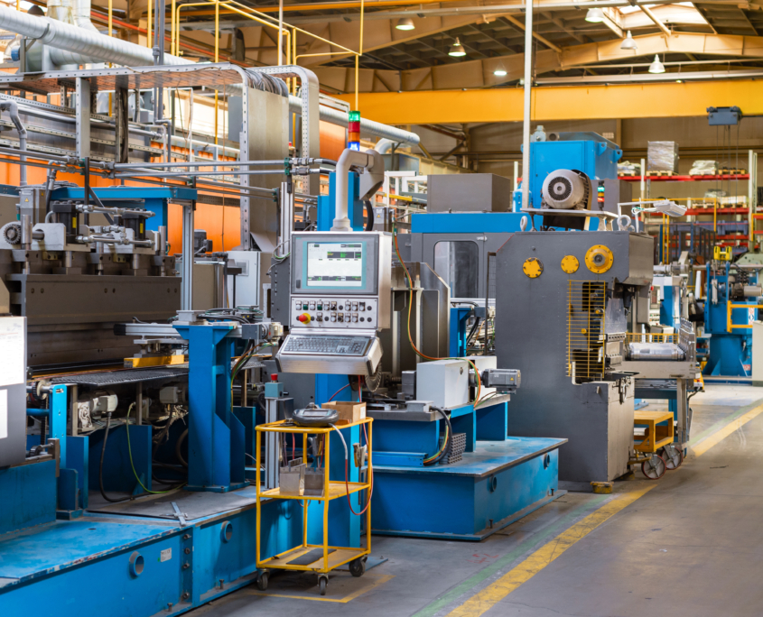 The interior of the metalworking shop. Modern industrial enterprise.